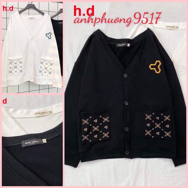 Áo cadigan Khoác nữ Losiechất chân cua có cúc dọc áomàu đen trắng phong cách hàn quốc thời trang dạo phố
