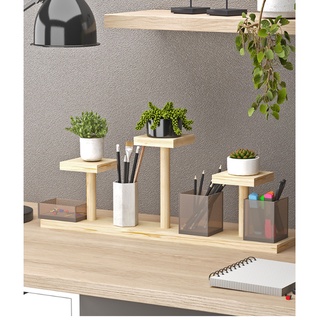 Kệ gỗ để bàn trang trí decor bàn học, bàn làm việc, kệ để chậu cây mini