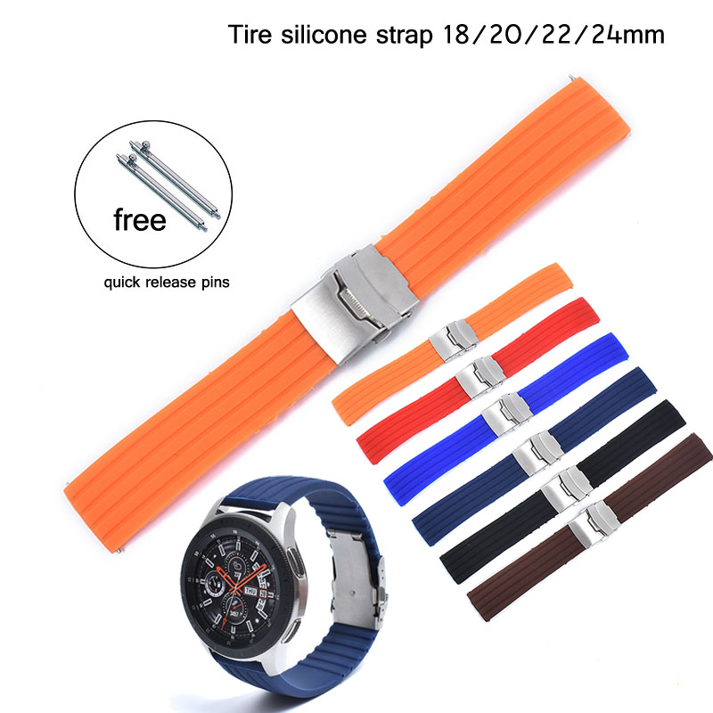 Dây Đồng Hồ Đeo Tay Bằng Chất Liệu Silicone 18mm 20mm 22mm 24mm