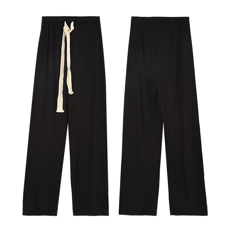 Quần dài lưng cao màu trơn phối dây rút ống rộng thời trang dành cho nữ