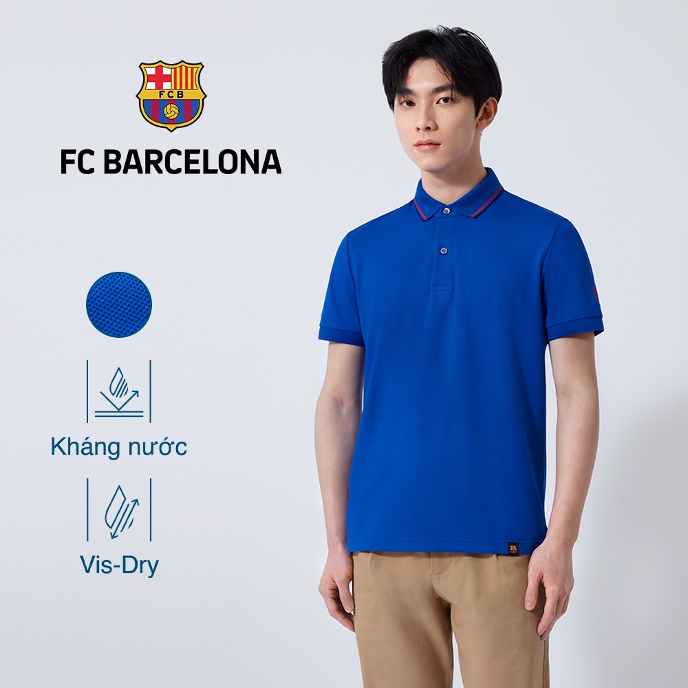 Áo thun Polo nam DETERMINANT hợp tác với FC Barcelona màu xanh nước biển - Blue