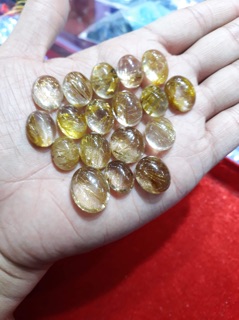 Mặt nhẪN Thạch Anh Tóc Vang Or nâu đỏ