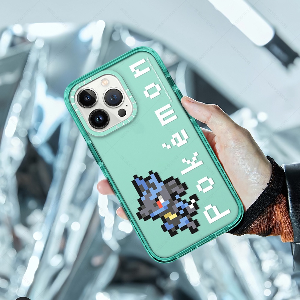 Transparent Fashion Brand Casetify Unity Pixel Pokemon Cartoon Cute Giant Lucario Case For  11 Xr 13 Mini X Xs Max 12 Pro 7 8 Plus Soft Shockproof Clear Tpu Protective Cases