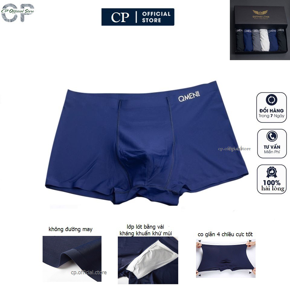 Quần lót nam đùi Boxer Q.men, sịp cao cấp, đúc lụa sữa, không đường may, mát, nhẹ, siêu co giãn.