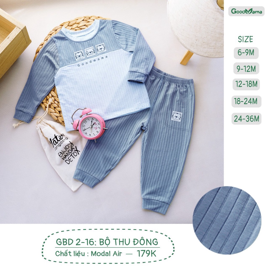 [CHÍNH HÃNG] Bộ thu đông dài tay cài vai họa tiết trẻ em Good Mama