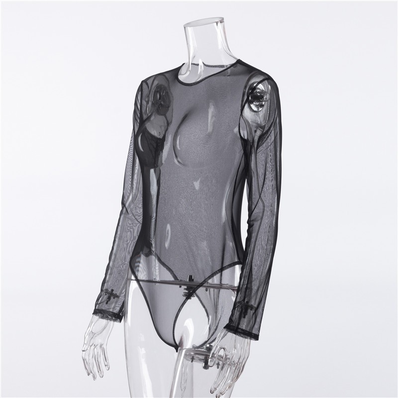 [CÓ SẴN] Bodysuit Dài Tay Ôm Body Cổ Tròn Lưới Xuyên Thấu | BigBuy360 - bigbuy360.vn