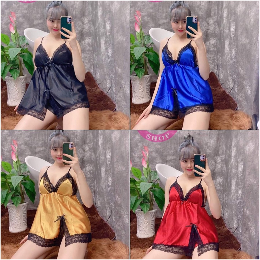 Đồ ngủ phi bóng phối ren sexy dưới 56kg ∙ Đồ bộ nữ hai dây gợi cảm