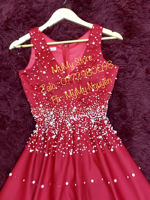 Đầm xoè dáng midi TRIPBLE T DRESS 2 dây nhún phồng xếp tầng - Size M/L - MS172V