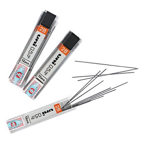 Ruột bút chì kim bấm 0.5mm - 2B Uni, sản phẩm chất lượng cao và được kiểm tra kỹ trước khi giao hàng