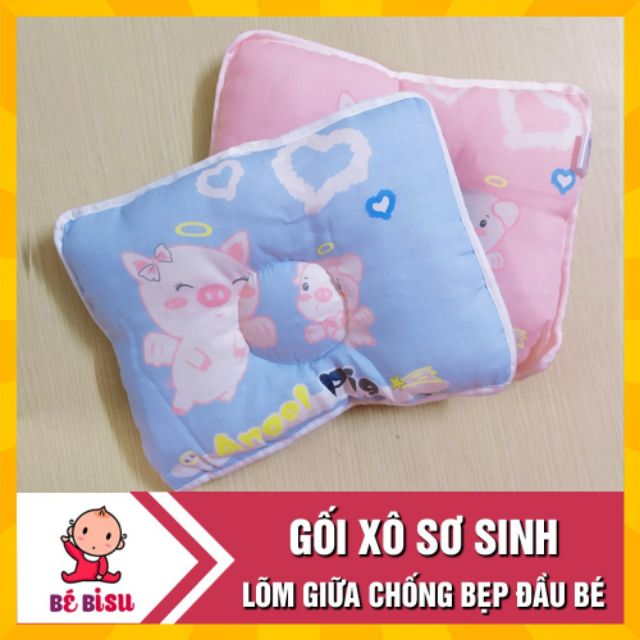 Gối xô sơ sinh siêu mềm mại goodmama cho bé/xanh_ hồng