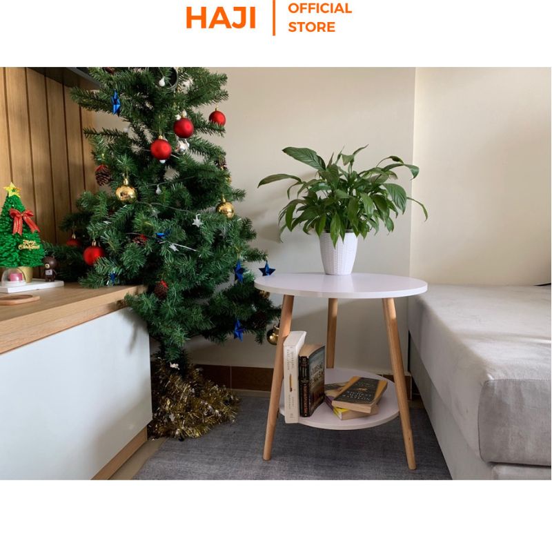 Bàn trà decor chân gỗ sồi chắc chắn phù hợp với mọi ghế sofa thương hiệu HAJI A54