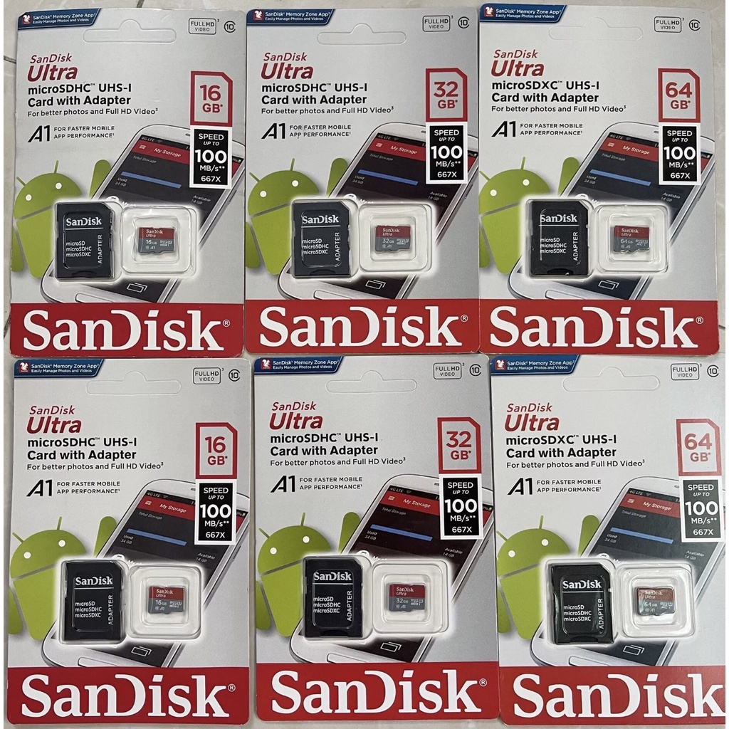 ❤️KeyyStore❤️ Thẻ nhớ MicroSDHC 8gb 16gb 32gb 64gb SanDisk Ultra Class 10 100MB/s cho điện thoại máy ảnh máy quay camera