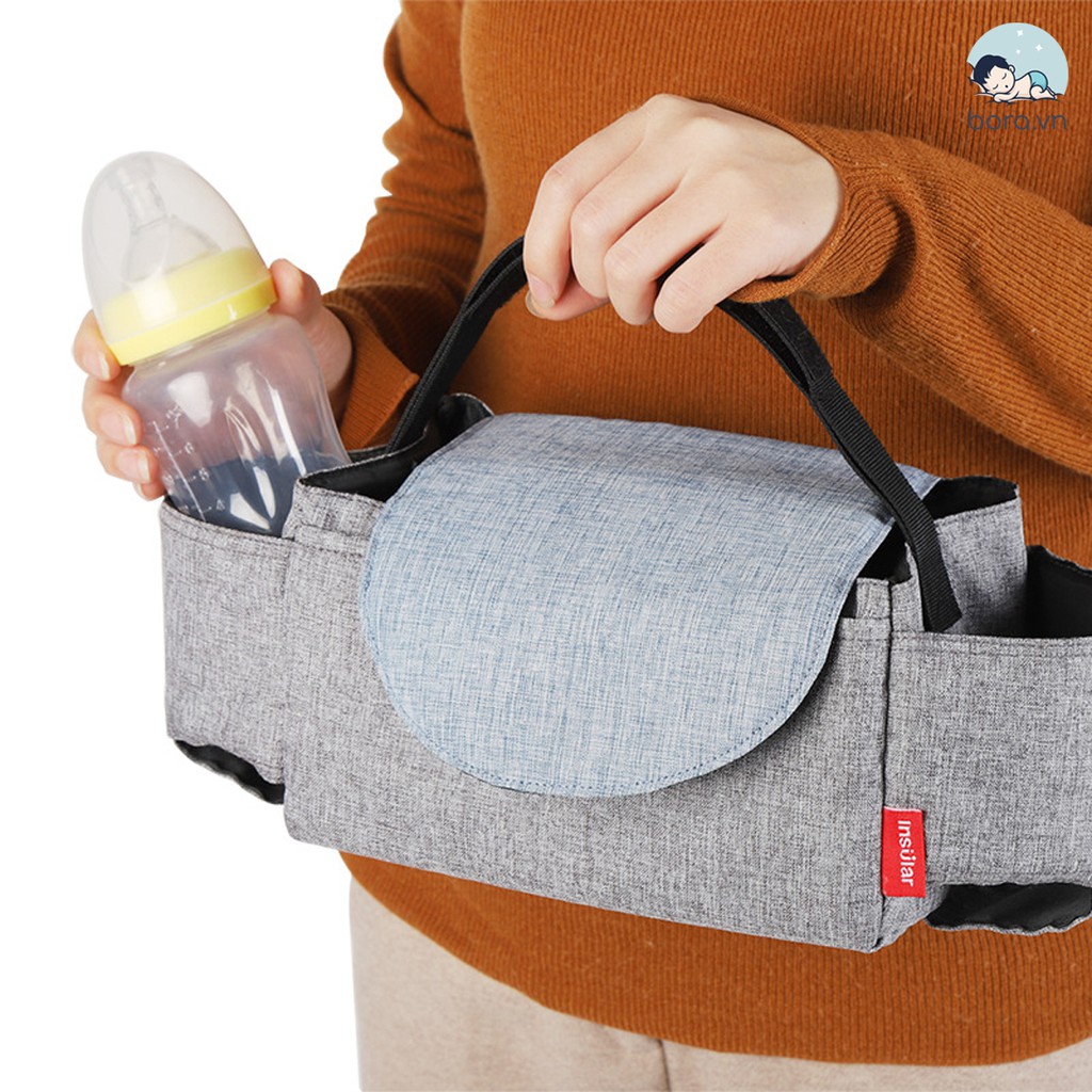 Túi treo xe đẩy cao cấp 6 ngăn đựng bình sữa cho bé