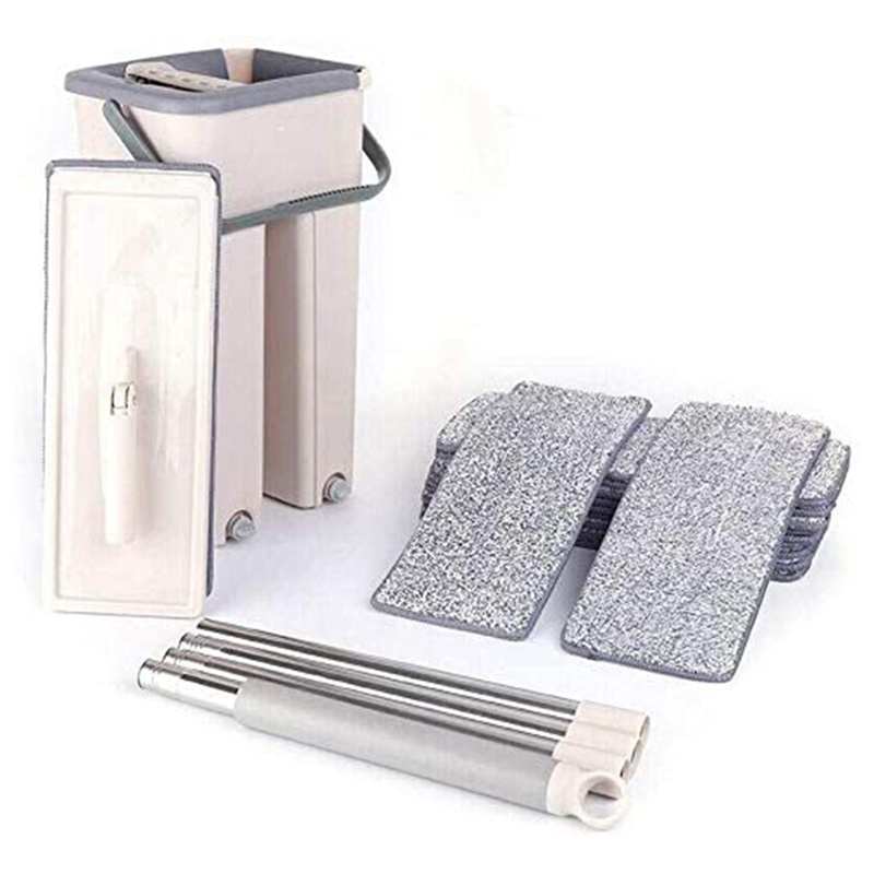 Bộ Cây Lau Nhà 360 Độ Tự Làm Sạch Với Miếng Vải Vi Sợi Và Xô Lau Nhà