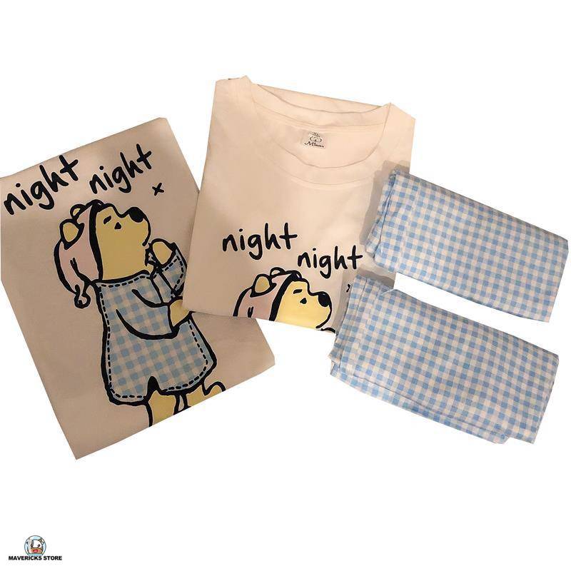 Bộ đồ ngủ ngắn tay họa tiết gấu Pooh dễ thương phong cách Hàn Quốc cho nữ | BigBuy360 - bigbuy360.vn