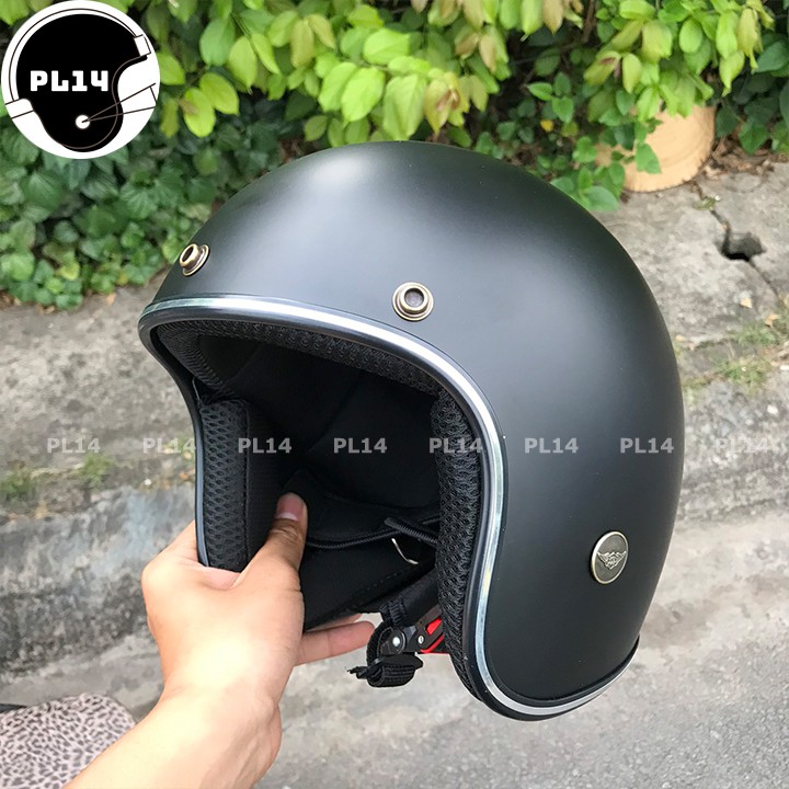 Mũ Bảo Hiểm Phượt 3/4 Đen NTMAX Cực Chất