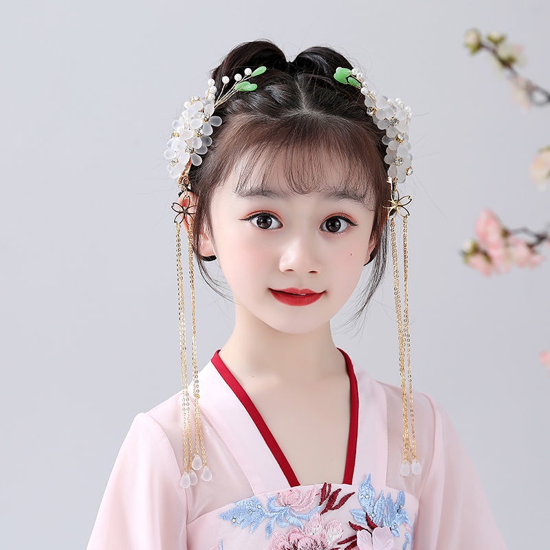 Phụ Kiện Cài Tóc Tua Rua Phong Cách Hán Phục Trung Hoa Cho Bé Gái