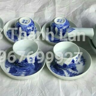 Bộ ấm chén vẽ trúc lâm thất hiền