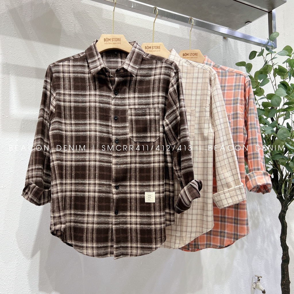 Áo Sơ Mi Nam Mẫu Caro Mẫu Mới Form Rộng Thời Trang, Chất Dày Dặn Mã 411,412,413