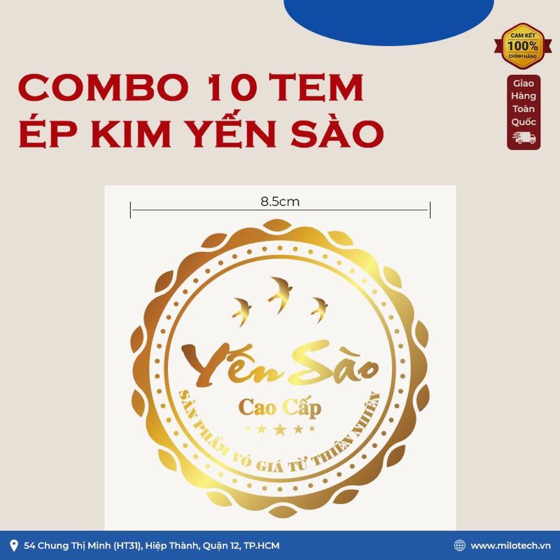 COMBO 10 TEM TRÒN ÉP KIM Yến Sào Cao Cấp - size 8.5cm