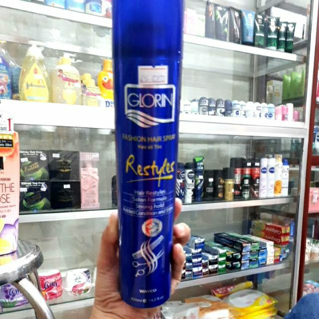 KEO XỊT CỨNG TÓC DÀNH CHO NGƯỜI ĐỘI NÓN BẢO HIỂM"GLORIN"420ML!