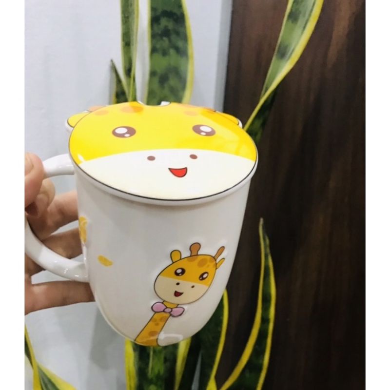 Cốc ly sứ cao cấp hươu Grow không thìa