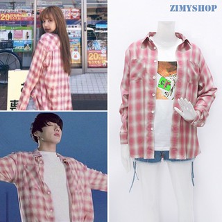[BTS + BLACK PINK] ÁO SƠ MI KẺ JUNGKOOK LISA