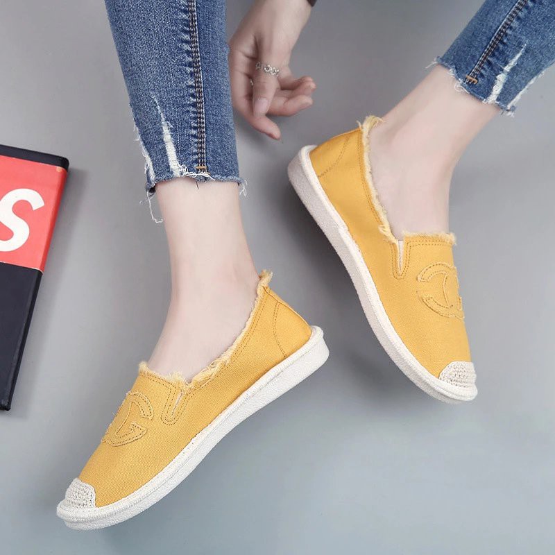 Slip on cói nữ - Giày lười vải nữ cao cấp - Vải thô màu vàng - Mã SP 310