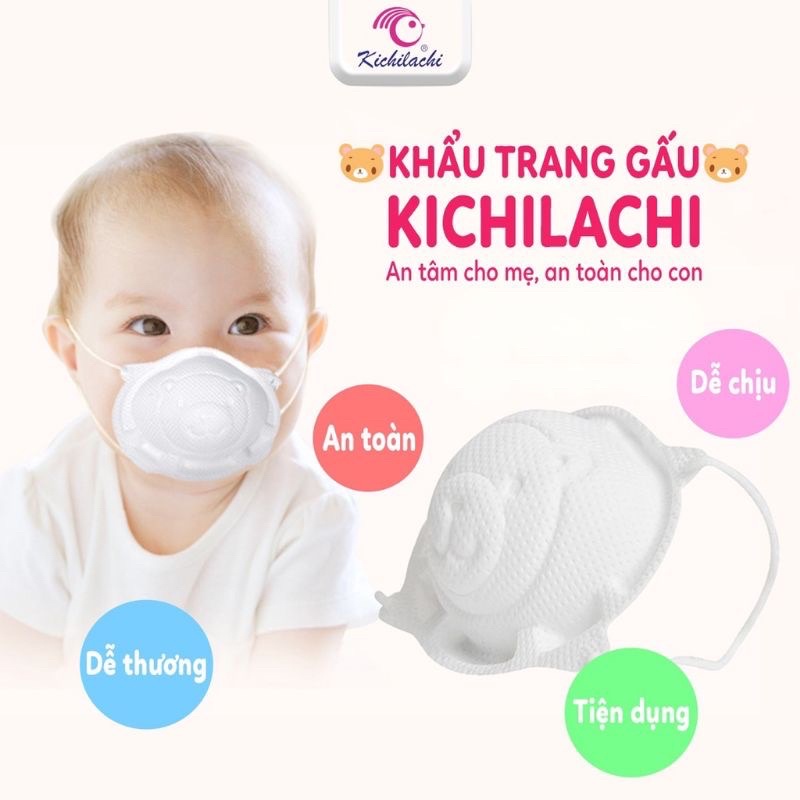 Khẩu trang gấu KICHI/ UNIMASK cho bé (set 3 cái)