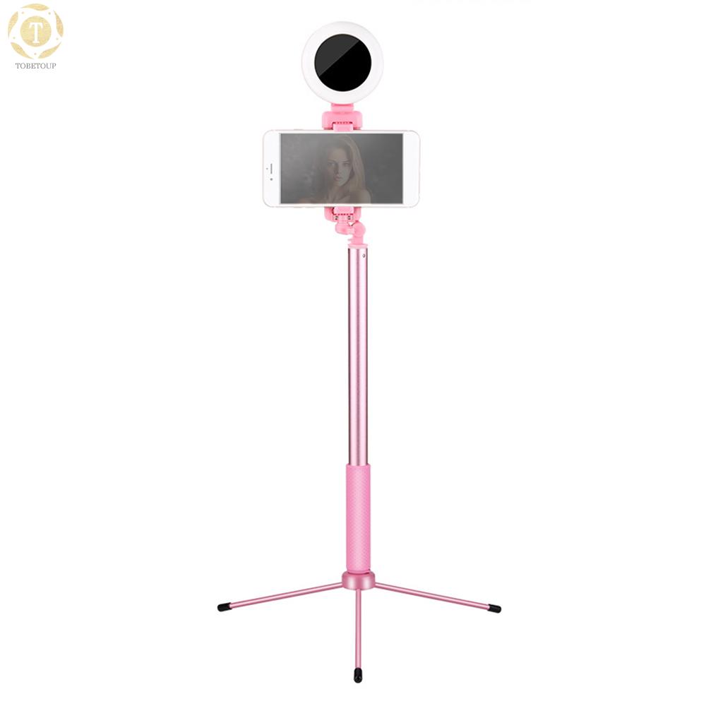 Shipped within 12 hours】 1.7-Meter Live Streaming Selfie-Portrait Stand Kit with Aluminum Alloy Selfie Stick Integrated Phone Holder Fill Light + Tabletop Tripod for Smartphones Pink Smartphone Stand [TO]
