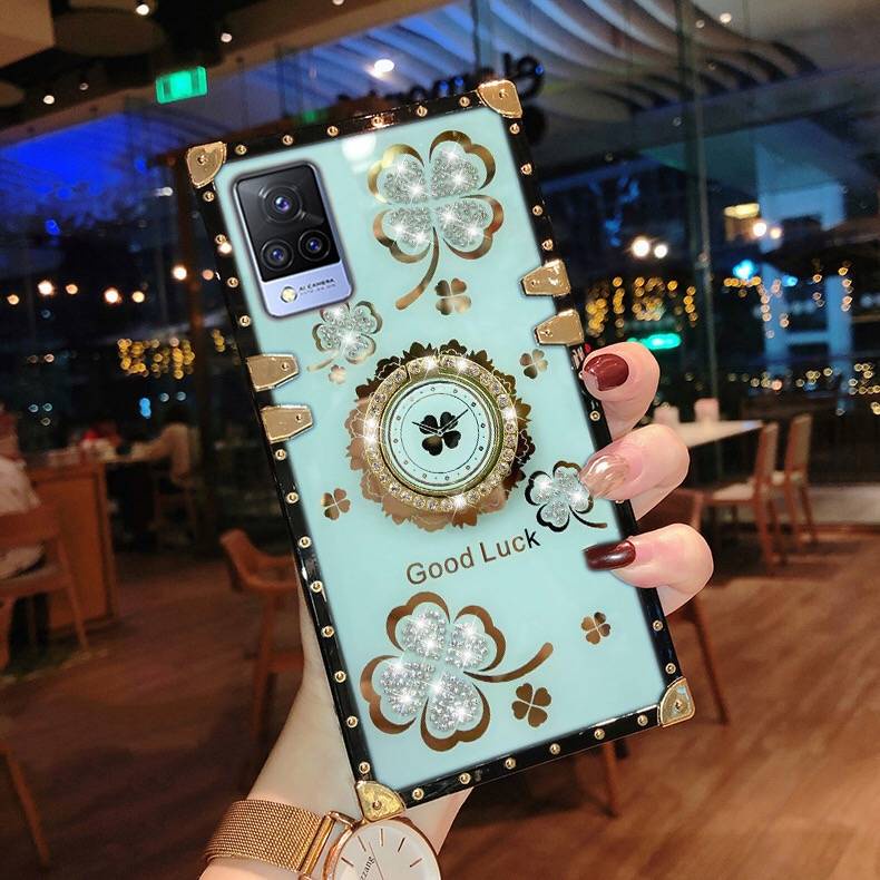 Ốp điện thoại khổ vuông chống sốc có giá đỡ cho Vivo Y21 V21 V20SE V20 V17Pro V15 V15Pro