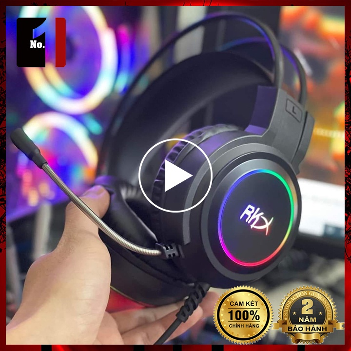 Tai Nghe Headphone Gaming Chụp Tai RKX 7.1 Led RGB Tai Nghe Máy Tính Laptop Nghe Nhạc Có Dây Hỗ Trợ Mic