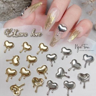 Charm trái tim tan chảy | lava love | phụ kiện kim loại trang trí móng