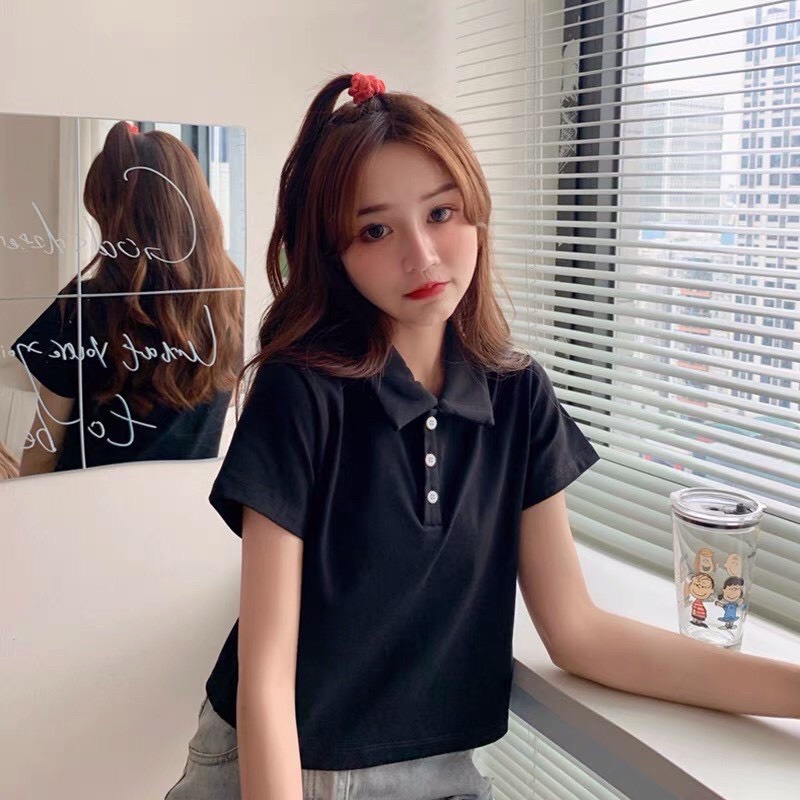 Áo Nút Nhiều Màu,cổ sơ mi_fom croptop 3 Màu [ video-ảnh thật ]PHUONGSHOP1812🤍