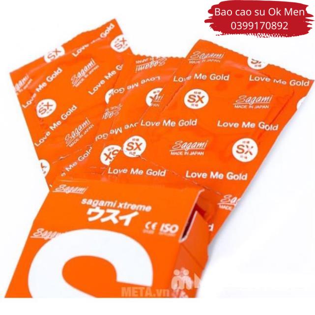 Bao Cao Su Sagami Xtreme Love Me Orange, bcs siêu mỏng, cao cấp Nhật Bản hộp 10BCS