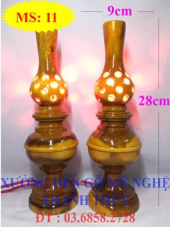 Đèn tổ ong bàn thờ điện - mẫu lớn - gỗ tràm ms: 11