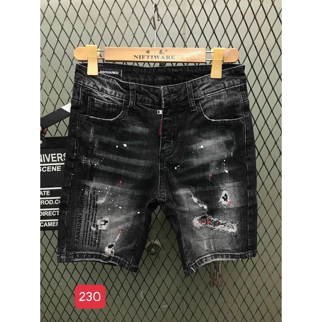 Quần short jean nam đen vẩy sơn cao cấp - chất liệu bò co giãn tốt  Lady-Hn Store88 KV230