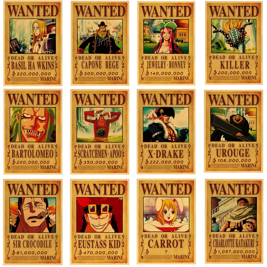 Poster Truy Nã One Piece cập nhật mới nhất - Tranh hoạt hình One Piece dùng trang trí nội thất | Z Decor