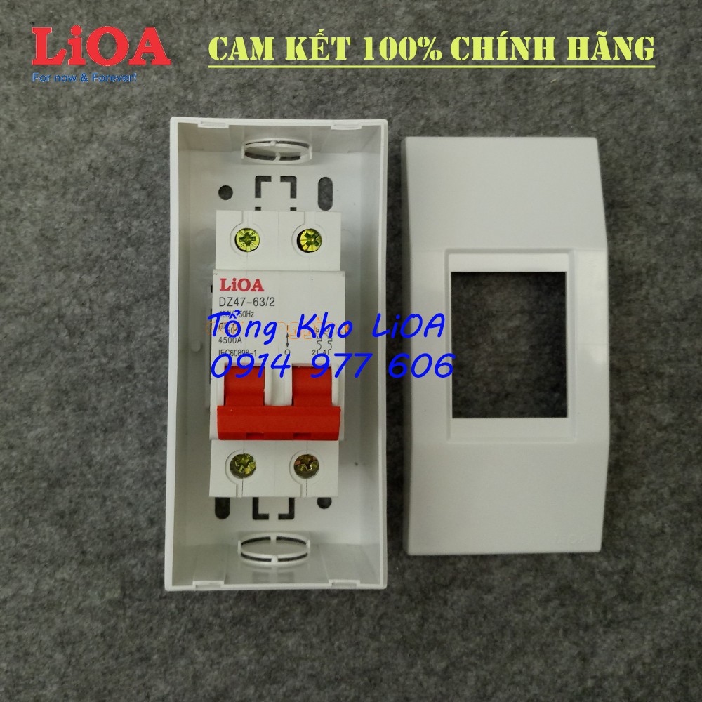 Combo cầu dao tự động chống quá tải và ngắn mạch LiOA loại 2 cực - Lắp nổi