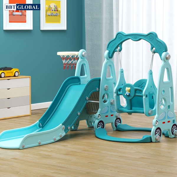 Cầu trượt xích đu máng dài gờ cao nhiều chức năng BBT Global BSL314