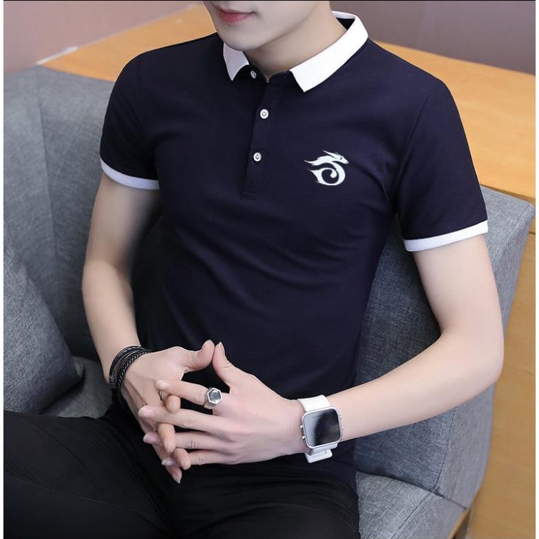 THỜI TRANG TEEN ÁO THUN NAM NGẮN TAY GARENA CỔ SƠ MI CAO CẤP ATN02-XANH ĐEN