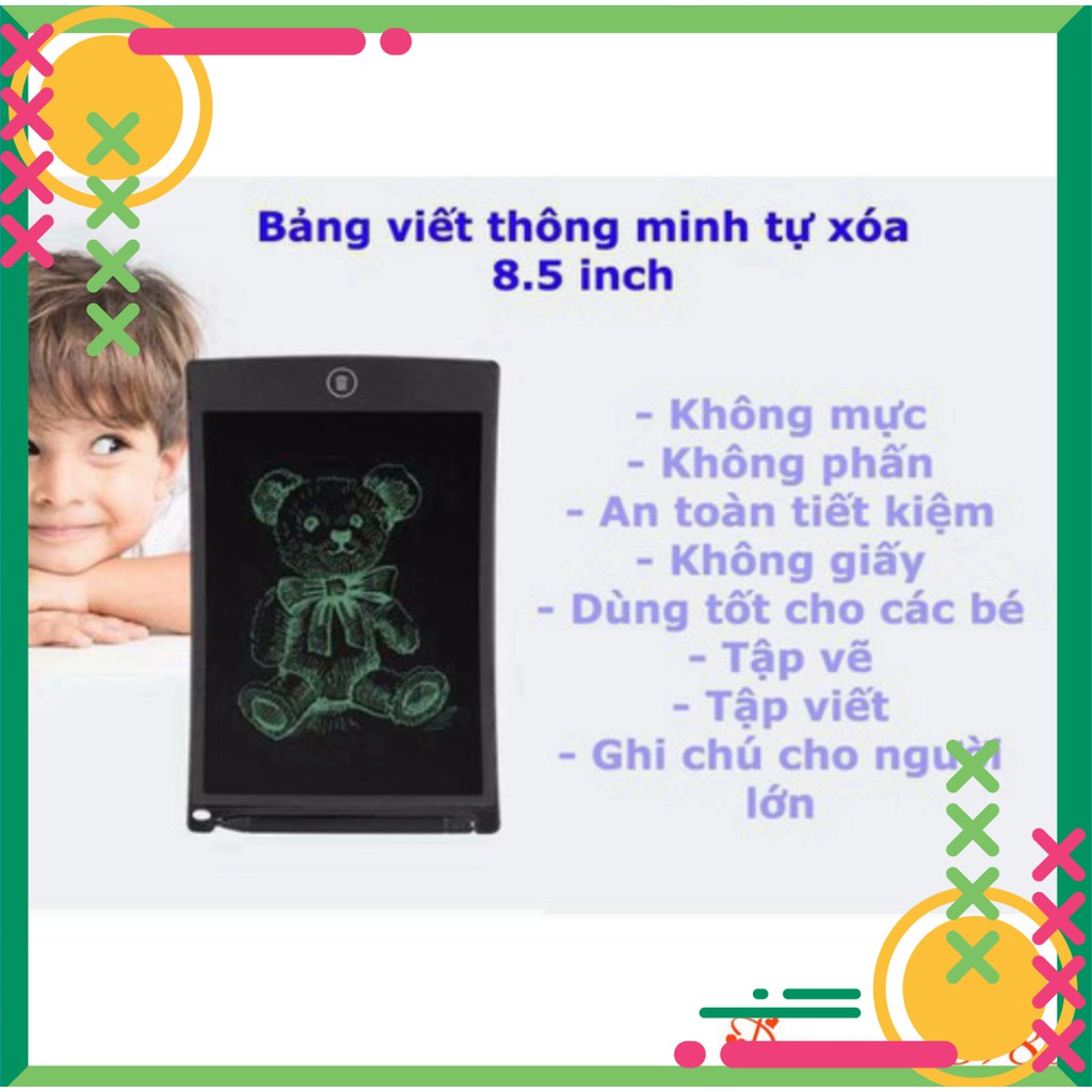 [FREE SHIP] 💥[BẢN MỚI NHẤT]💥Bảng Viết Ipad Thông Minh Tự Xóa Màn Hình LCD 8.5 inch💥 SIÊU HOT💥