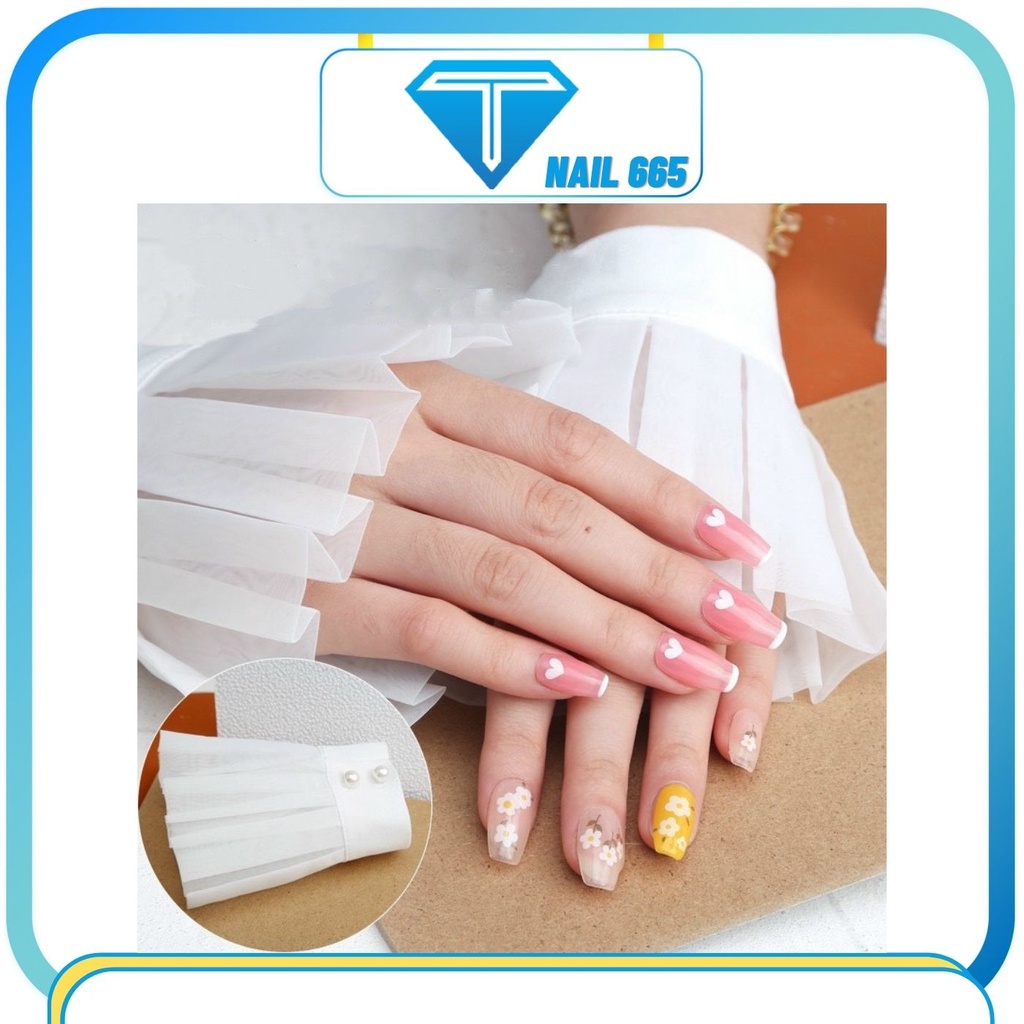 Phụ kiện khung ảnh thảm chụp ảnh móng mẫu nail , Ống tay áo vải lụa voan chụp mẫu nail xinh