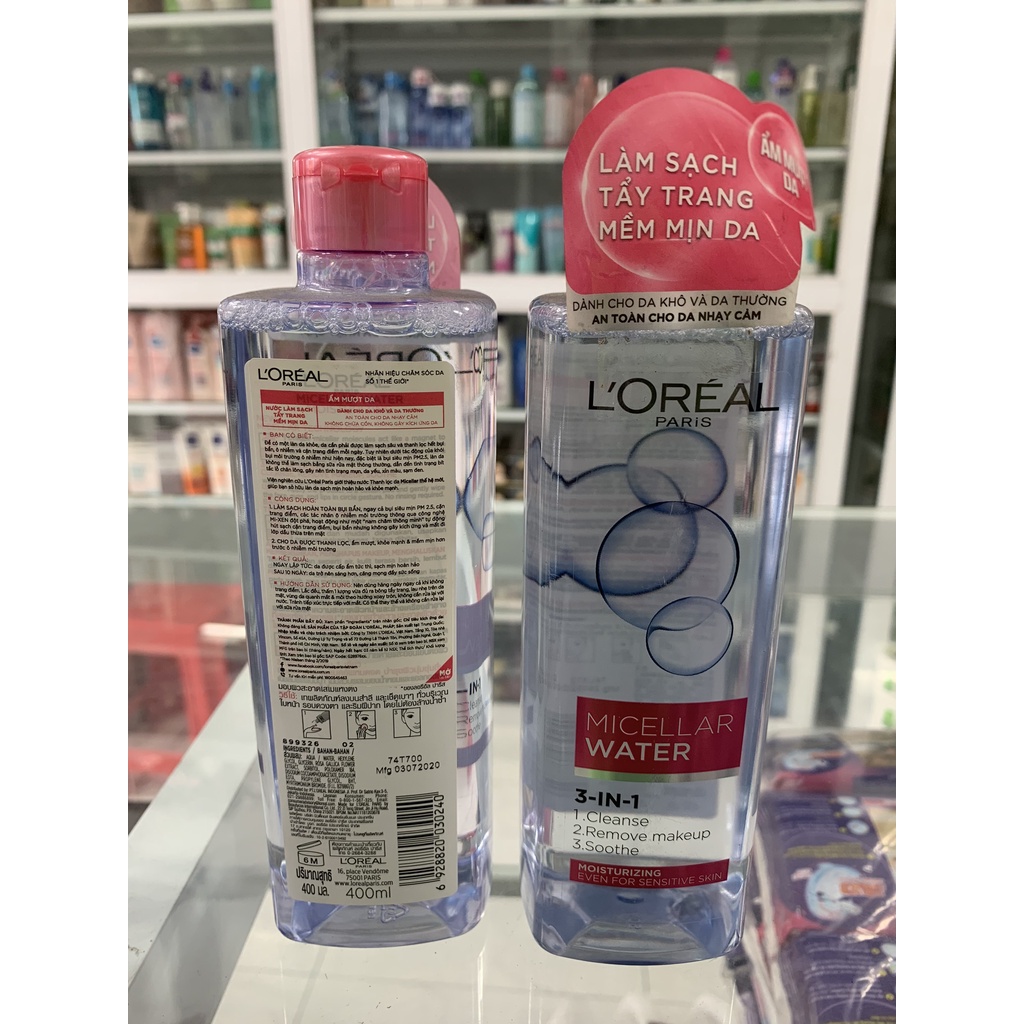 Nước tẩy trang Dưỡng Ẩm Loreal Micellar Water Mositurizing 400ml