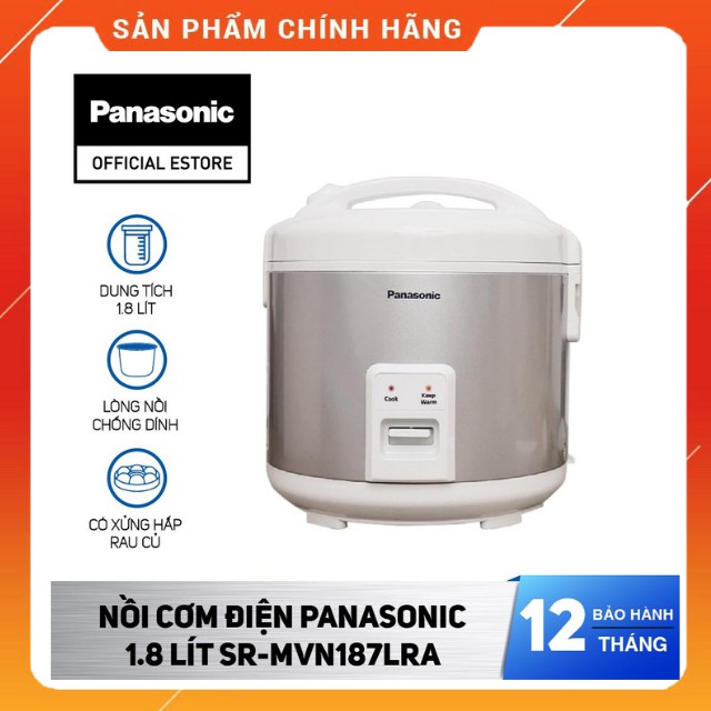 [Mã 44ELSALE2 giảm 7% đơn 300K] Nồi Cơm Điện Panasonic MVN-187 Dung tích 1.8L Chính Hãng