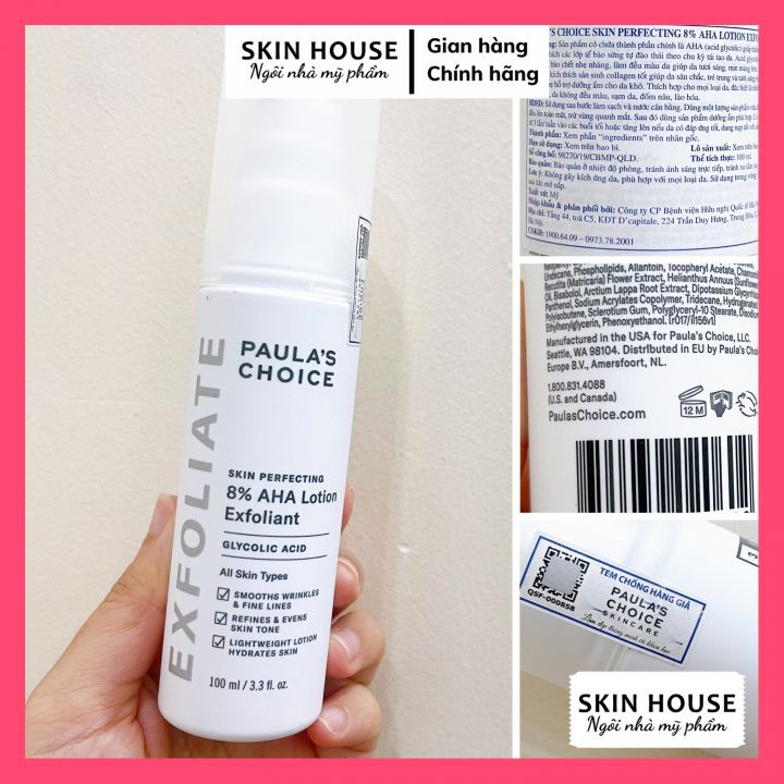Tẩy Tế Bào Chết Paula's Choice Skin Perfecting 8% AHA Lotion Dạng Sữa 100ml