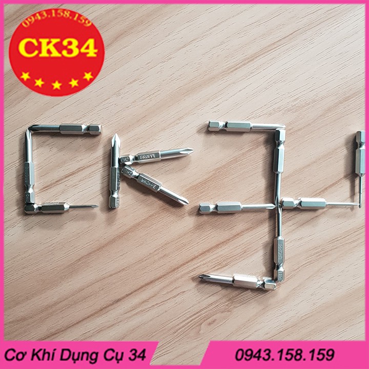 Mũi tô vít 4 cạnh có nam châm. Mũi tô vít 4 cạnh chuôi lục giác dài 50mm cho khoan pin, điện hãng PROPPE cao cấp