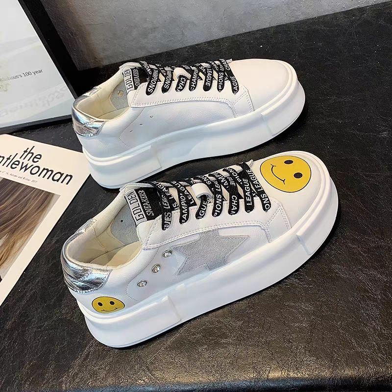 Giày Thể Thao Trắng Đế Dày Tăng Chiều Cao Thoáng Khí Mẫu Mới Năm 2021 Phong Cách Hàn Quốc Cho Nữ