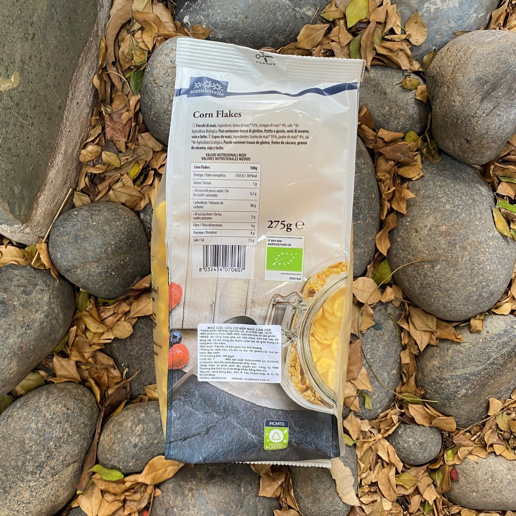 Ngũ cốc hữu cơ bắp ngô cán dẹp Sottolestelle 300g