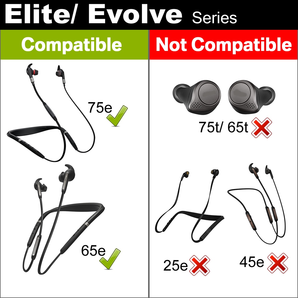 Set 3 Cặp Bọc Tai Nghe Bằng Silicon Cho Jabra Elite/ Evolve 65e & 75e
